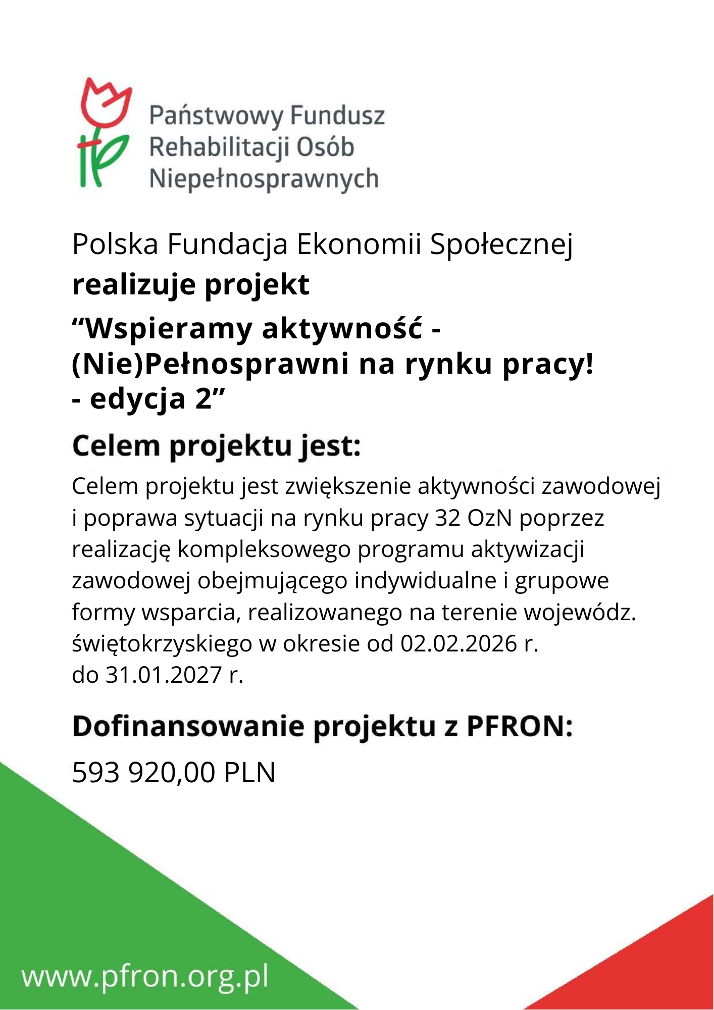 drugi plakat projektu Wspieramy aktywność – (Nie)Pełnosprawni na rynku pracy! – edycja 2. Kliknij aby powiększyć.