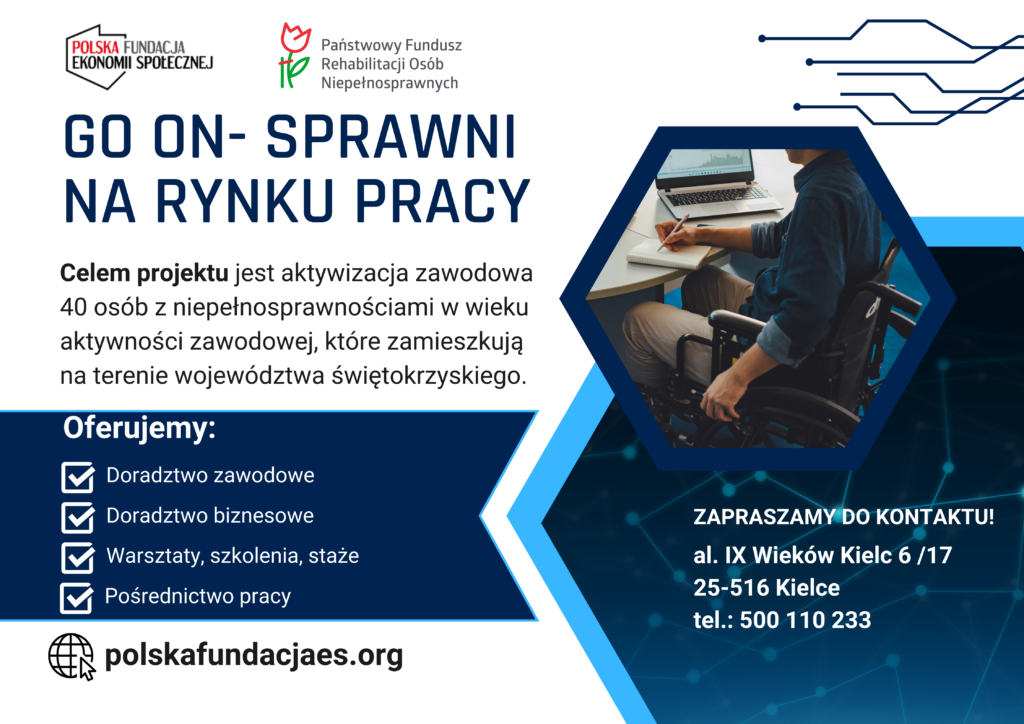 Plakat projektu Go ON - Sprawni na rynku pracy!